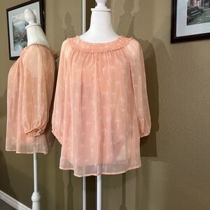 LC Lauren Conrad Woman’s Top Blouse Sheer Lined Orange Gently Used Size Medium